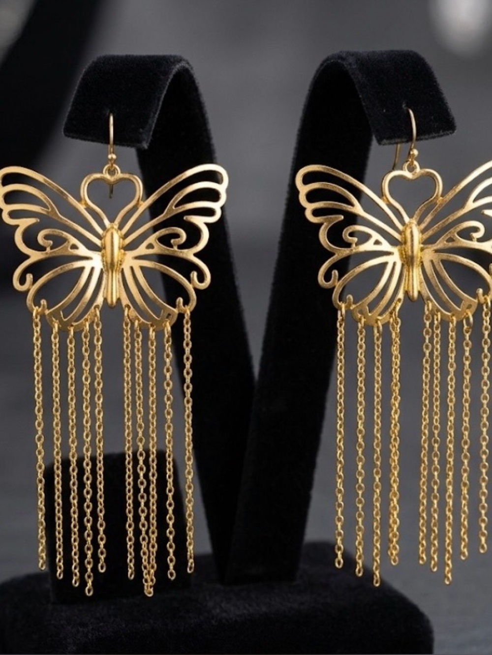 Gold Butterfly Fringe earrings
